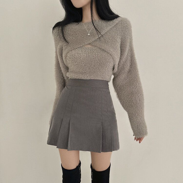 [SET]アンゴラボレロ+キャミソール LIGHT GRAY