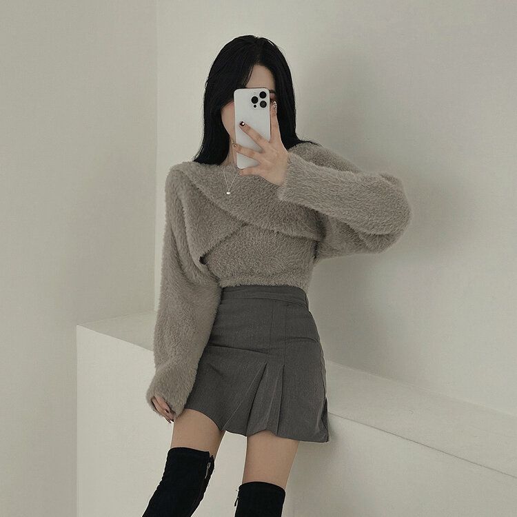 [SET]アンゴラボレロ+キャミソール LIGHT GRAY