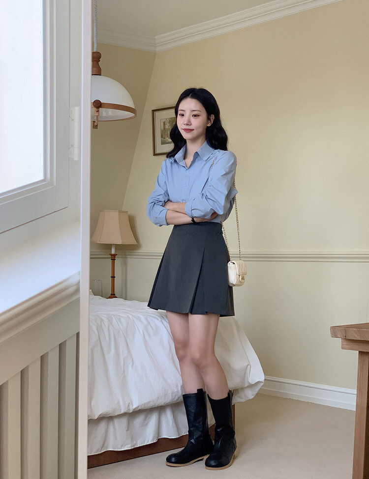 [만능셔츠/숏,롱] 매년 꺼내입는 베이직 셔츠 스카이