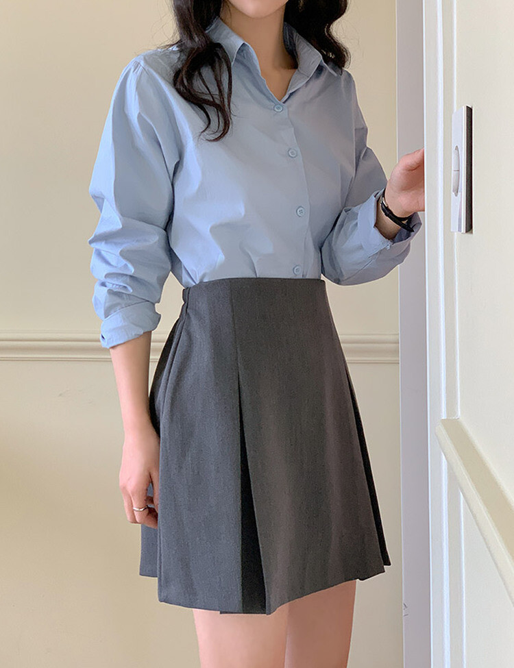 [만능셔츠/숏,롱] 매년 꺼내입는 베이직 셔츠 스카이