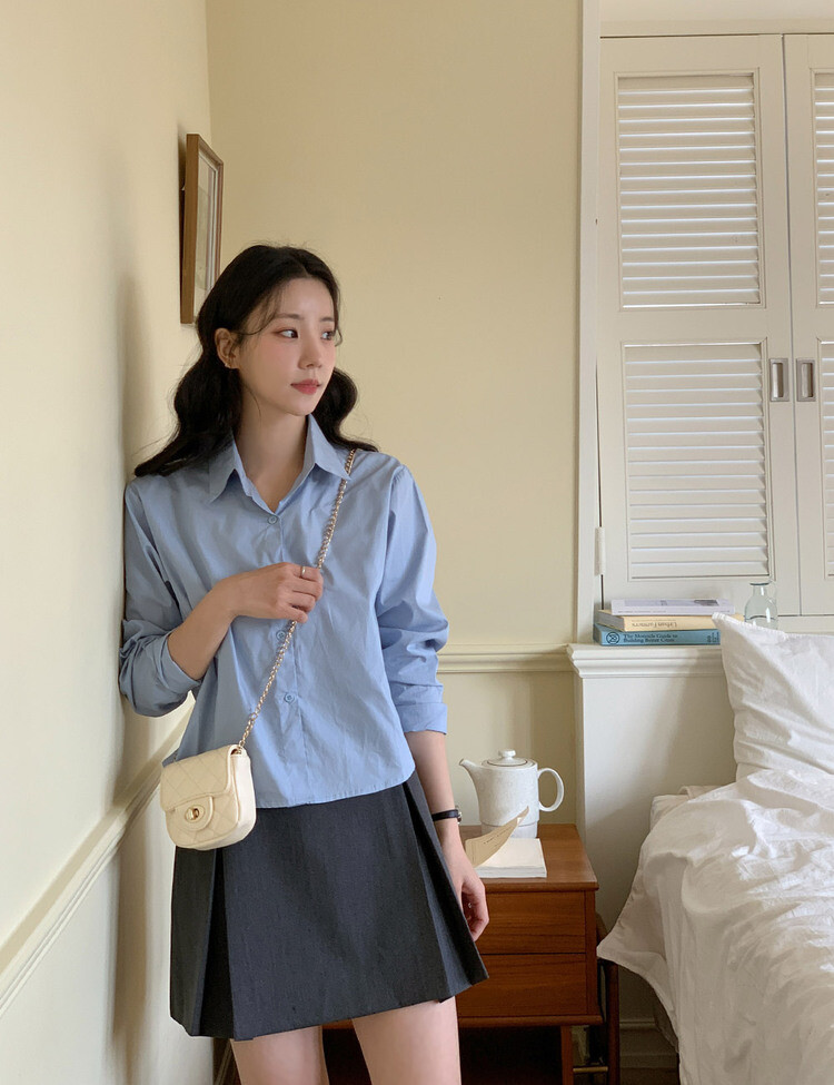 [만능셔츠/숏,롱] 매년 꺼내입는 베이직 셔츠 스카이