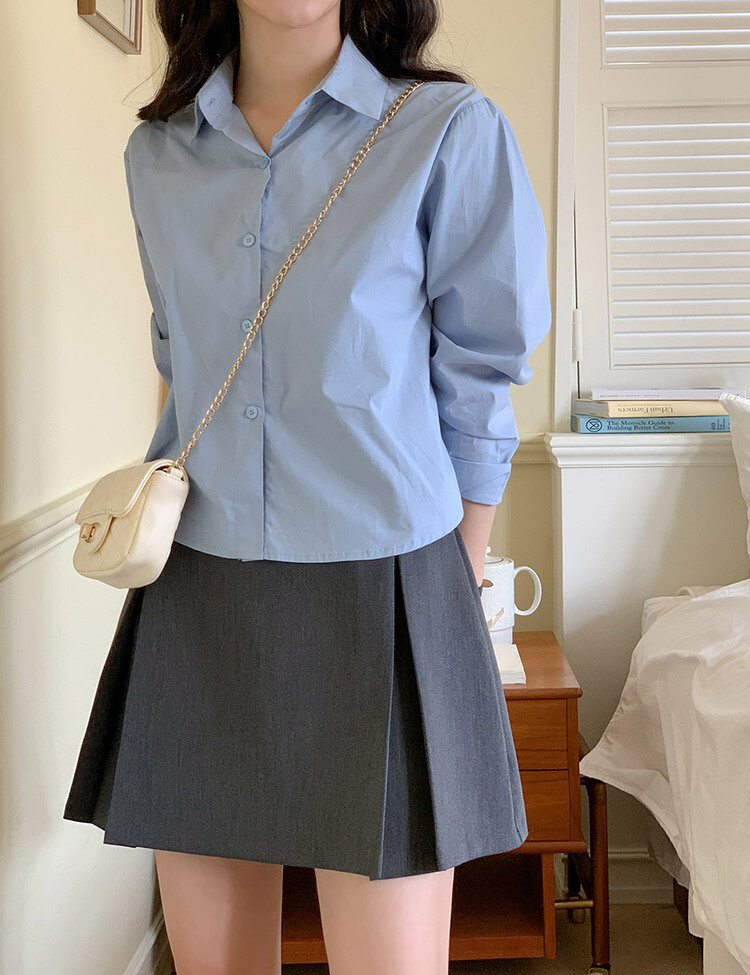 [만능셔츠/숏,롱] 매년 꺼내입는 베이직 셔츠 스카이