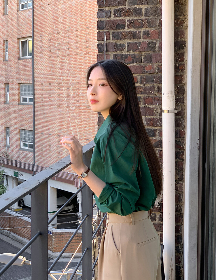 [만능셔츠/숏,롱] 매년 꺼내입는 베이직 셔츠 딥그린