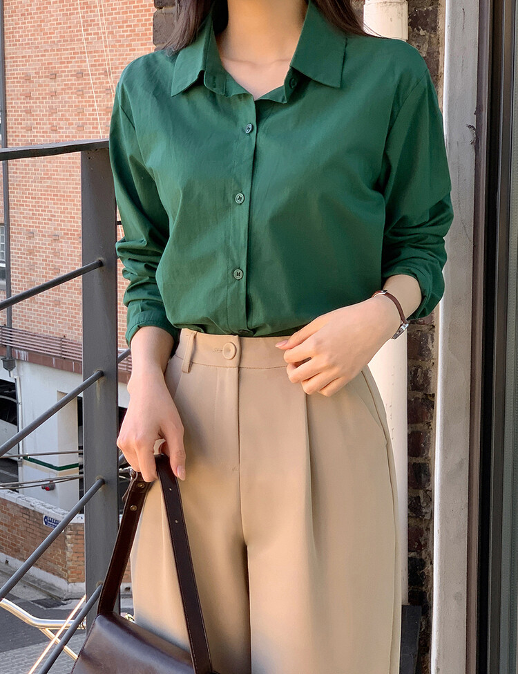 [만능셔츠/숏,롱] 매년 꺼내입는 베이직 셔츠 딥그린
