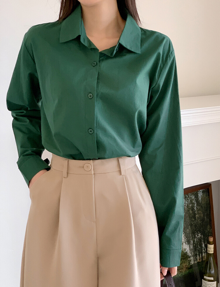 [만능셔츠/숏,롱] 매년 꺼내입는 베이직 셔츠 딥그린