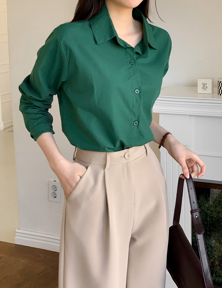 [만능셔츠/숏,롱] 매년 꺼내입는 베이직 셔츠 딥그린