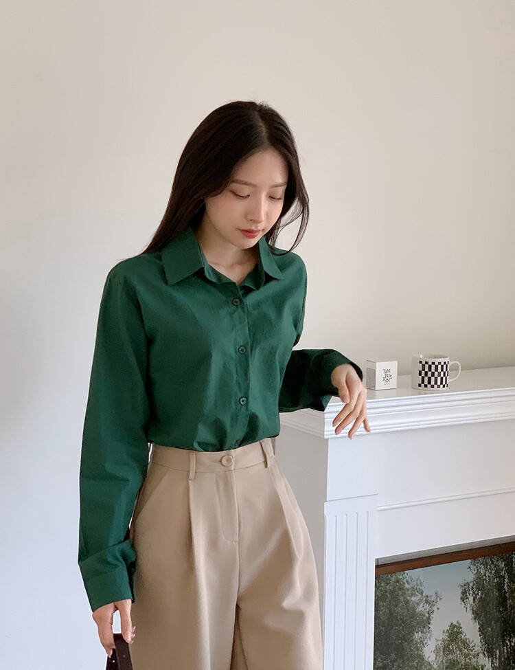 [만능셔츠/숏,롱] 매년 꺼내입는 베이직 셔츠 딥그린