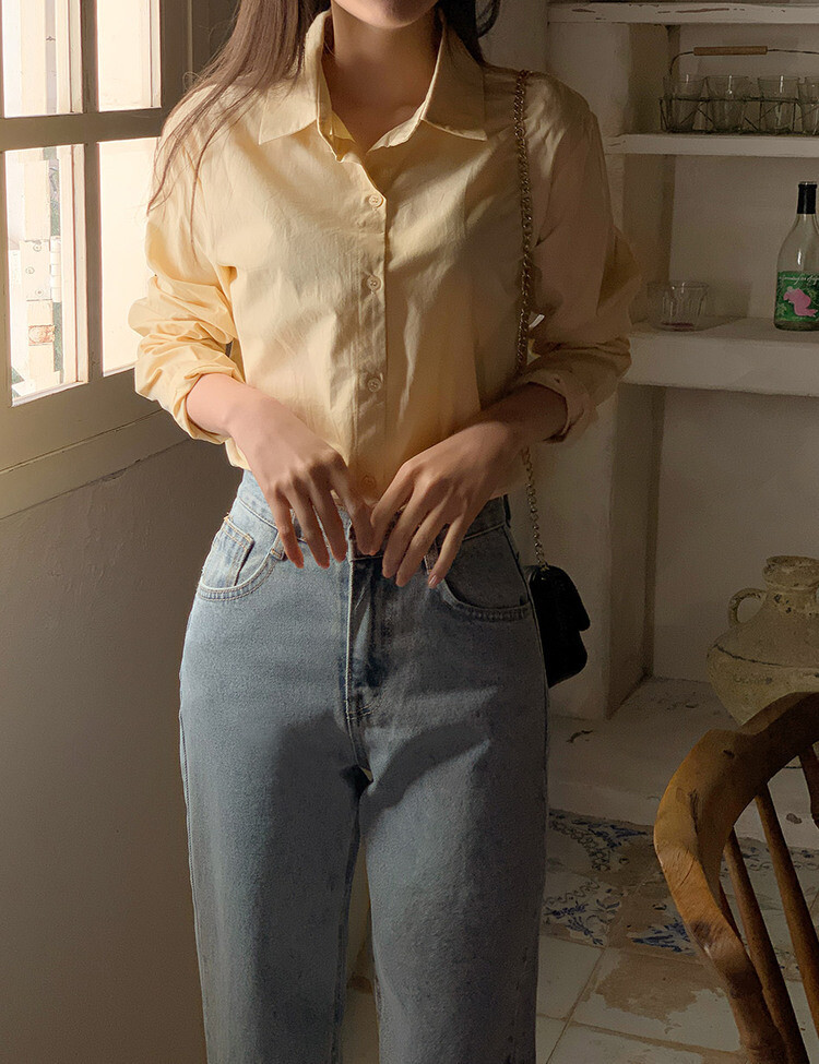 [만능셔츠/숏,롱] 매년 꺼내입는 베이직 셔츠 옐로우