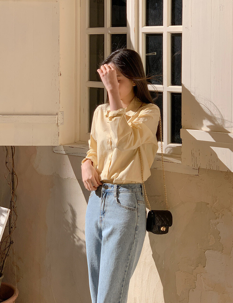 [만능셔츠/숏,롱] 매년 꺼내입는 베이직 셔츠 옐로우