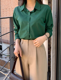 [만능셔츠/숏,롱] 매년 꺼내입는 베이직 셔츠 딥그린