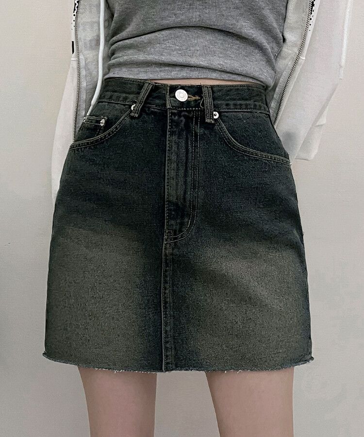 本日限定♡2025SS スウェードミニスカート 2025SS】加工デニムミニスカート（デニムスカート）｜FOREVER 21