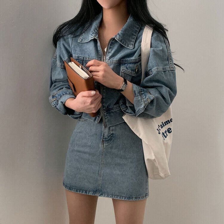 美品✨ 45R 現行　デニム ショートジャケット サイズ２　ダブル 2way ショート丈デニムジャケット（デニムジャケット）｜DOUBLE