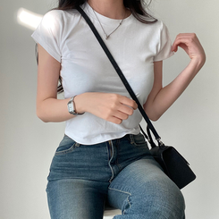 ベーシックスリムクロップTシャツ ホワイト