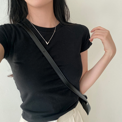 ベーシックスリムクロップTシャツ ブラック