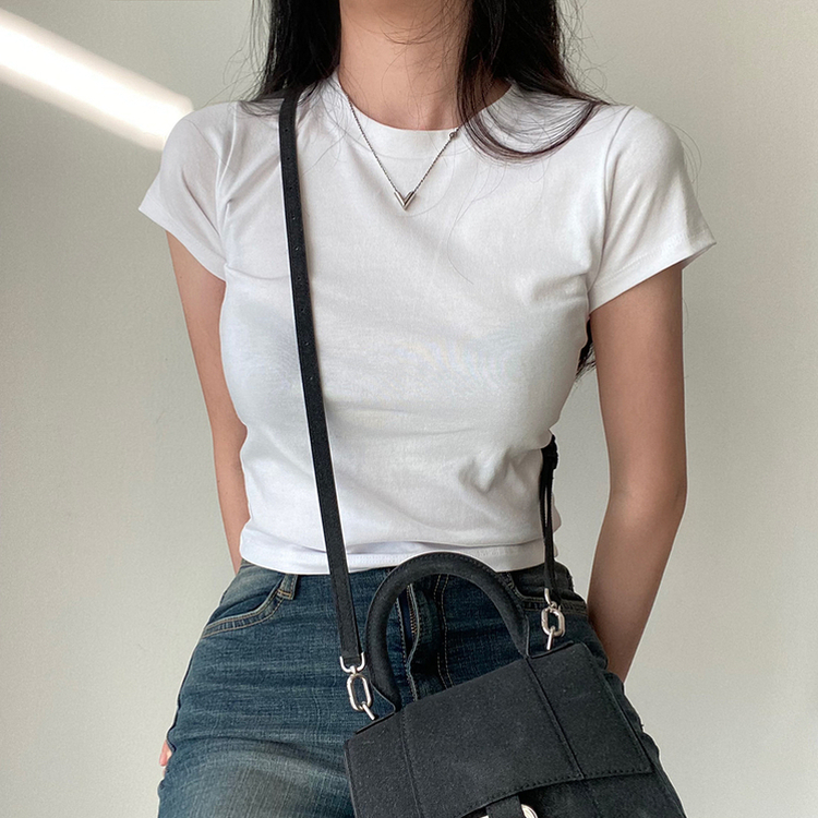 ベーシックスリムクロップTシャツ ホワイト