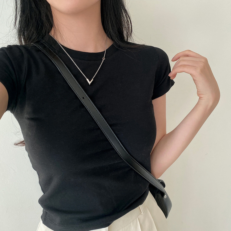 ベーシックスリムクロップTシャツ ブラック