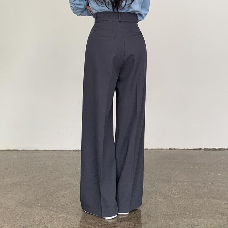 ベーシックピンタックワイドスラックス(SHORT/BASIC/LONG) グレー