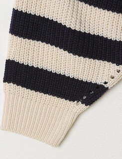 ストライプカラーネックニットジップアップ