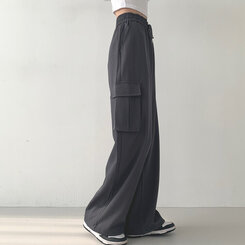 ロングパンツ 2WAYカーゴゴムパンツ グレー