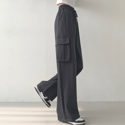 ロングパンツ 2WAYカーゴゴムパンツ グレー