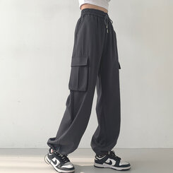 ロングパンツ 2WAYカーゴゴムパンツ グレー