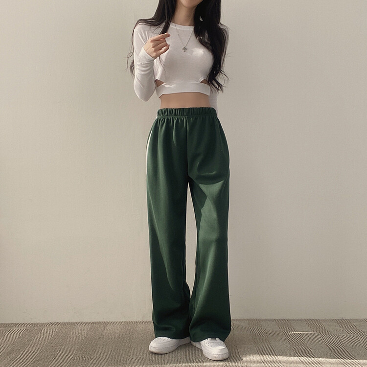 두줄 와이드 트레이닝 팬츠 6color 그린