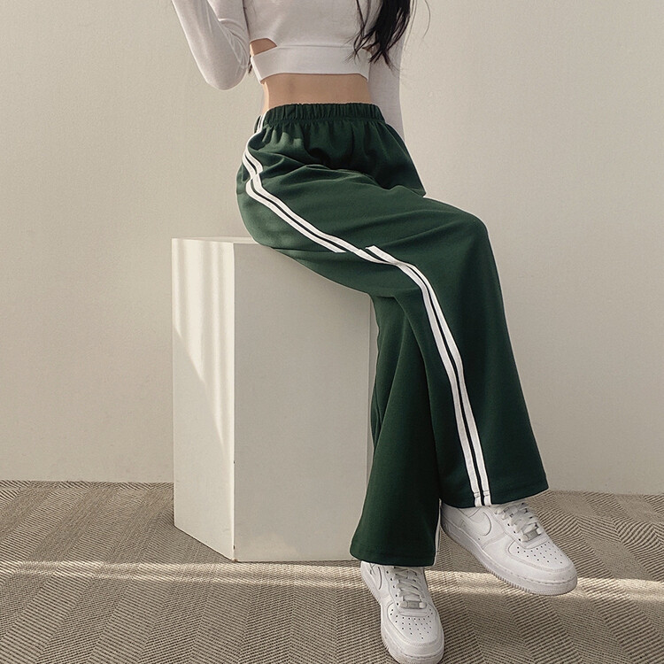 두줄 와이드 트레이닝 팬츠 6color 그린