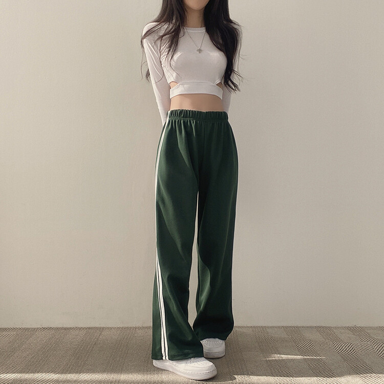 두줄 와이드 트레이닝 팬츠 6color 그린