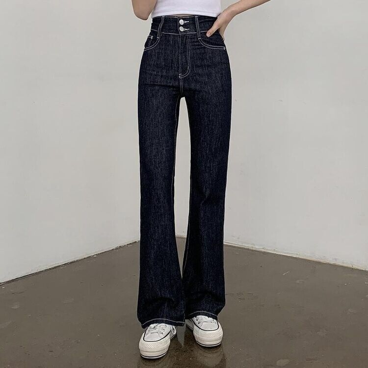 MARQUES ALMEIDA ブラックブーツカットデニム S ツーボタンブーツカットデニムパンツ(SHORT/BASIC/LONG)｜ロング
