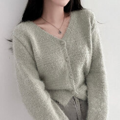 ソフトVネックニットカーディガン7色 ミント