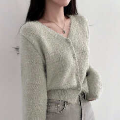 ソフトVネックニットカーディガン7色 ミント