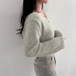 ソフトVネックニットカーディガン7色 ミント