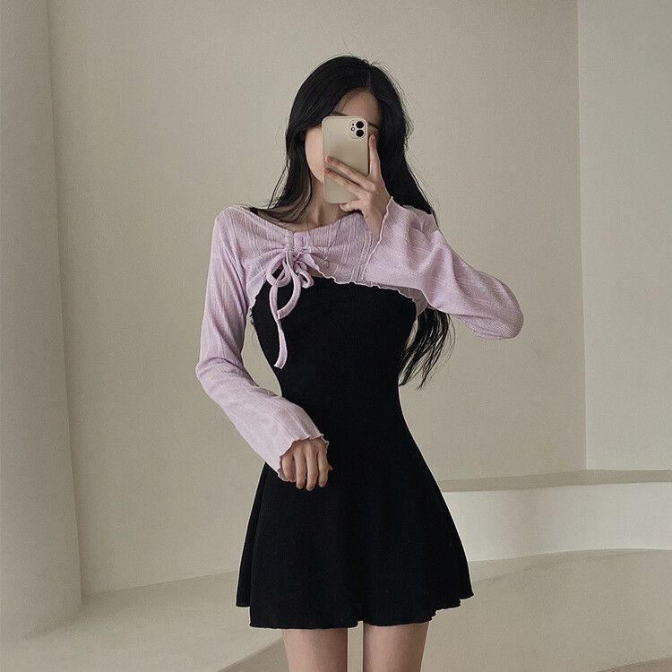 TRALALA キャミソール ミニワンピース ドット柄 リボン フリル TRALALA