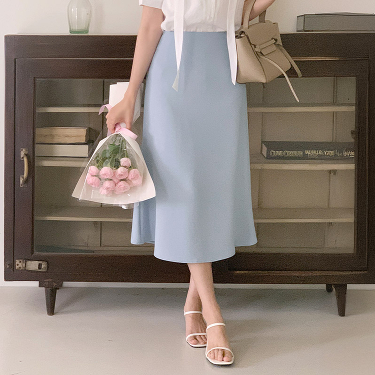 シルキーマーメイドロングスカート SKYBLUE