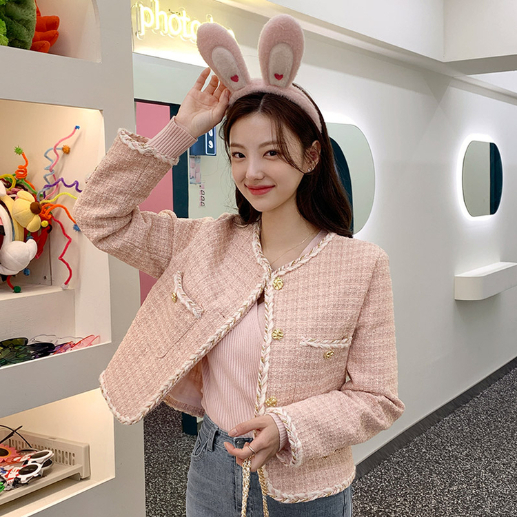 [BEST]ノーカラーツイードジャケット PINK