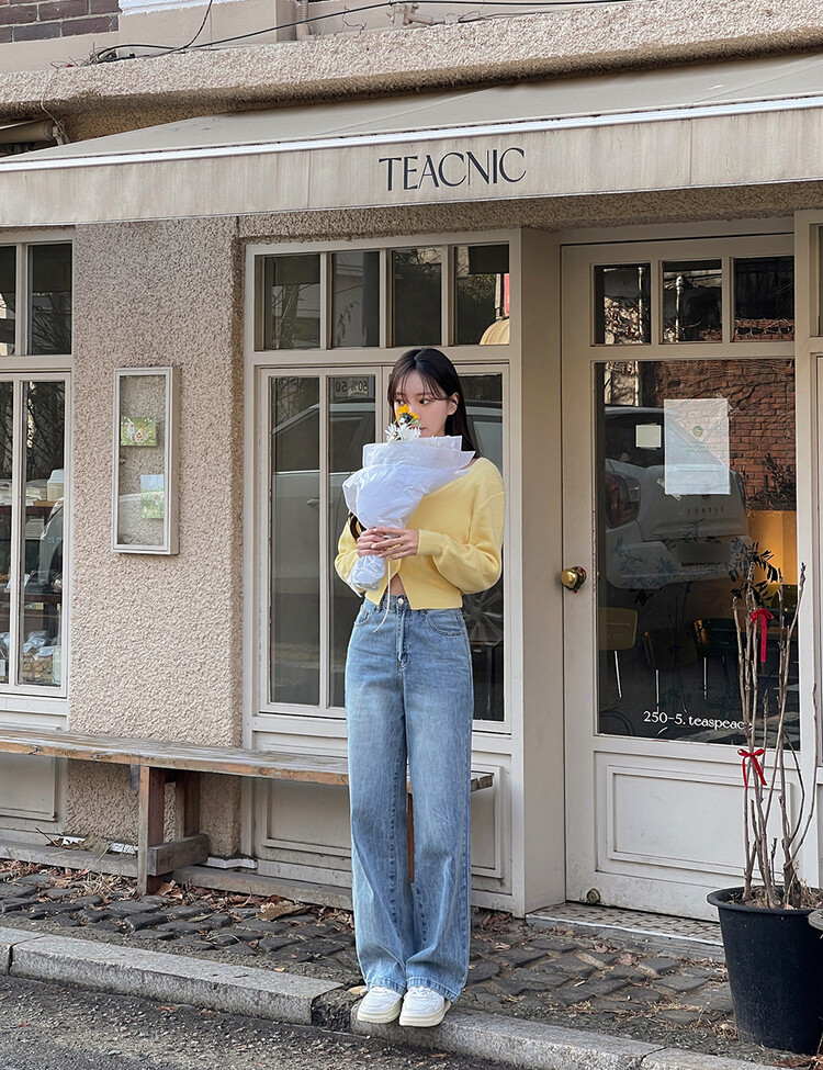 (11컬러) 허리잘록 폭닥 브이넥 니트 가디건 옐로우