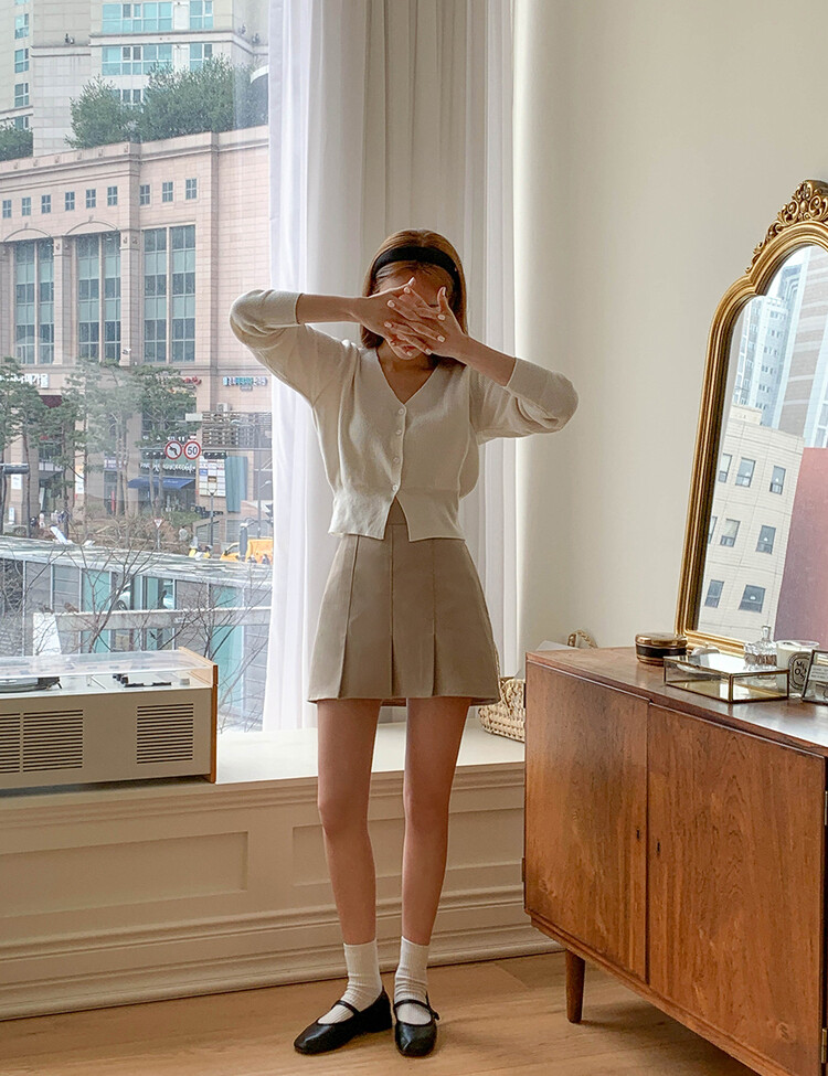 (11컬러) 허리잘록 폭닥 브이넥 니트 가디건 아이보리