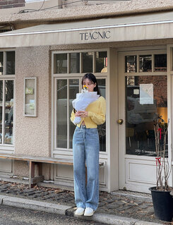 (11컬러) 허리잘록 폭닥 브이넥 니트 가디건 옐로우