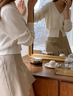 (11컬러) 허리잘록 폭닥 브이넥 니트 가디건 아이보리