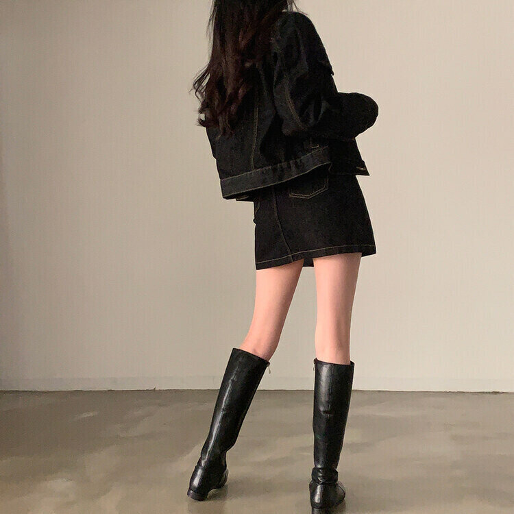 ★注文殺到★【単品購入/SET購入可能】 デニムジャケット、ミニスカート、デニムパンツ ブラック