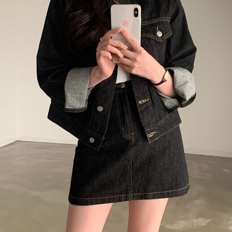 ★注文殺到★【単品購入/SET購入可能】 デニムジャケット、ミニスカート、デニムパンツ ブラック