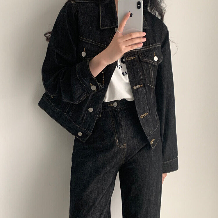 ★注文殺到★【単品購入/SET購入可能】 デニムジャケット、ミニスカート、デニムパンツ ブラック
