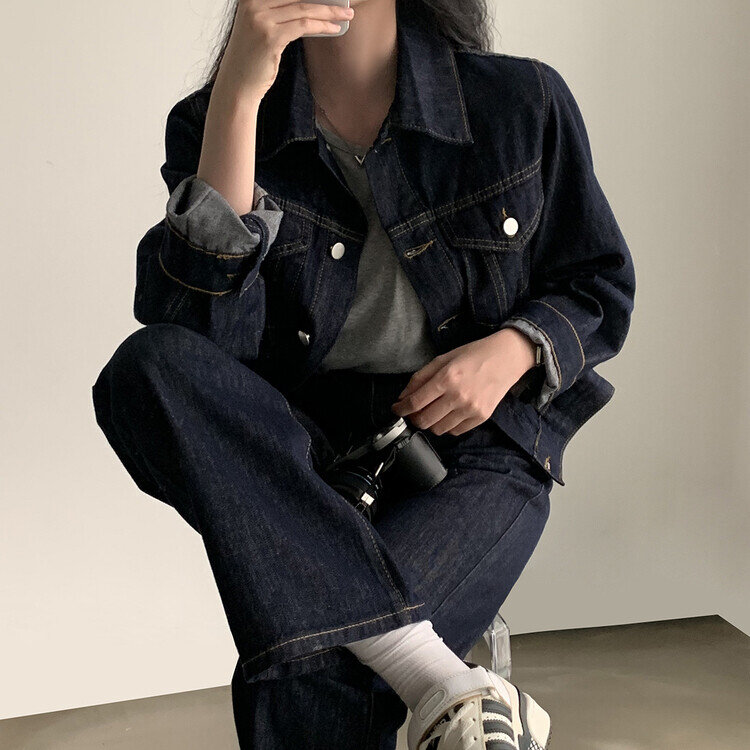 ★注文殺到★【単品購入/SET購入可能】 デニムジャケット、ミニスカート、デニムパンツ ネイビー