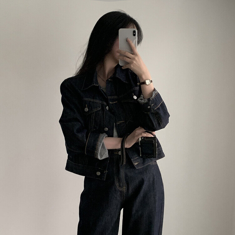 ★注文殺到★【単品購入/SET購入可能】 デニムジャケット、ミニスカート、デニムパンツ ネイビー