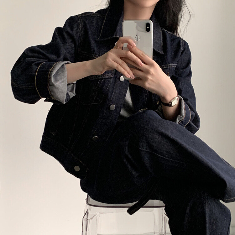 ★注文殺到★【単品購入/SET購入可能】 デニムジャケット、ミニスカート、デニムパンツ ネイビー