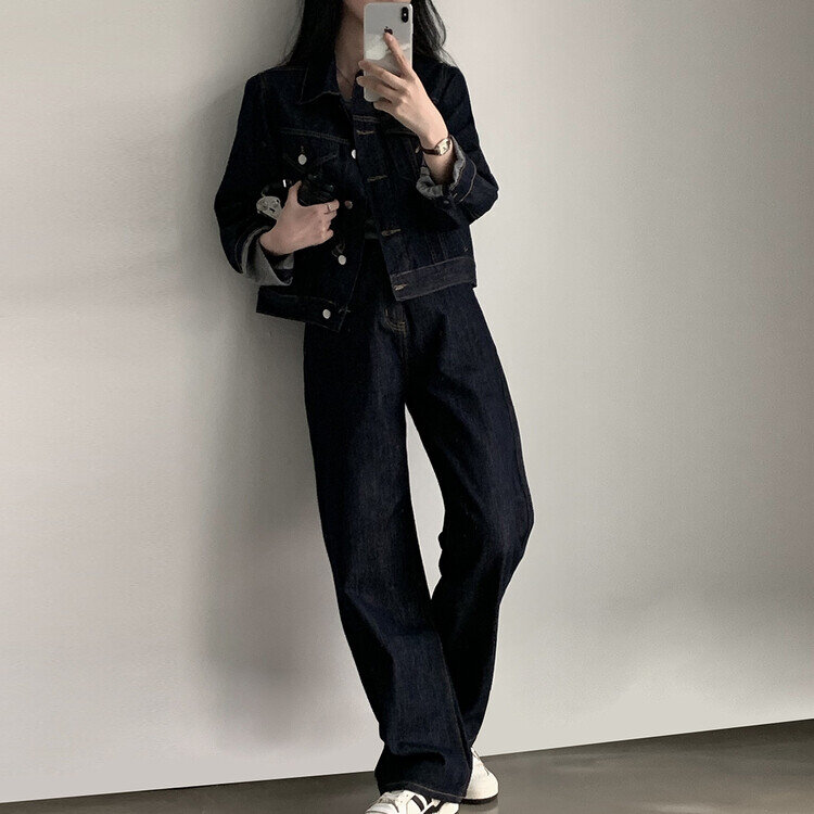 ★注文殺到★【単品購入/SET購入可能】 デニムジャケット、ミニスカート、デニムパンツ ネイビー