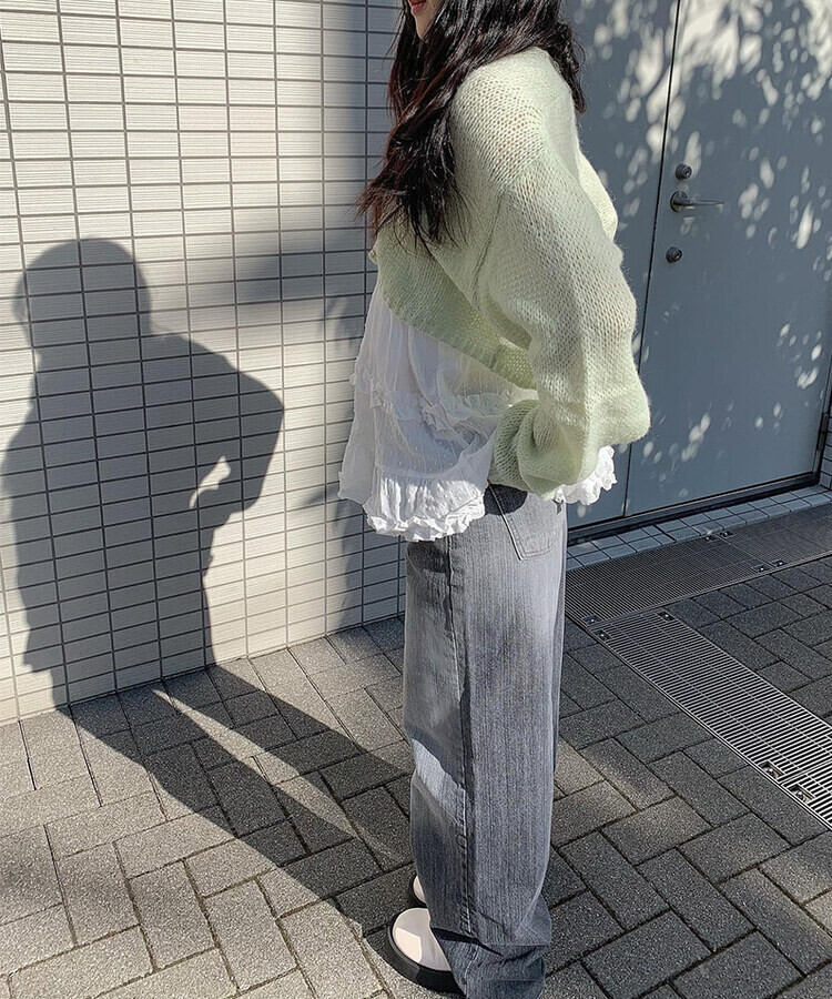 ウェーブニットボレロ GREEN