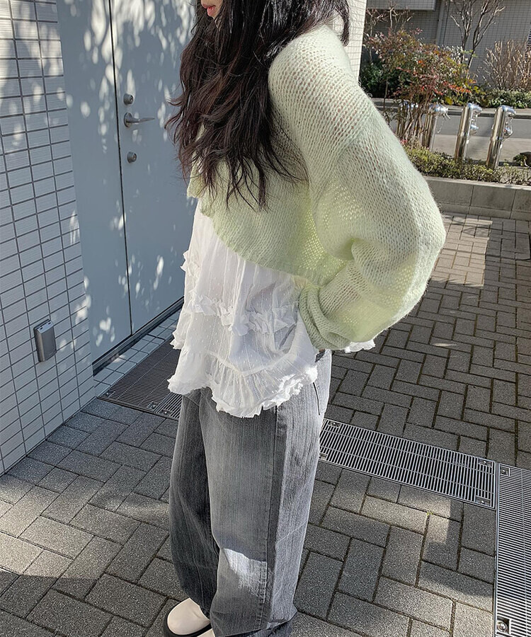 ウェーブニットボレロ GREEN