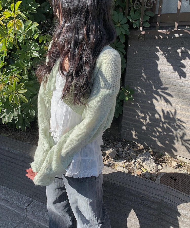 ウェーブニットボレロ GREEN