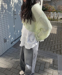 ウェーブニットボレロ GREEN